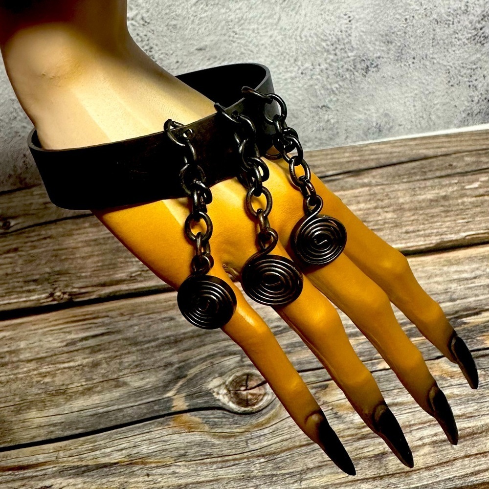Goth style Hand Crafted copper cuff with bangles​​​